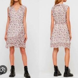 All Saints Priya Pink Floral Wrap Dress Flowy Feminine Spring | Small
